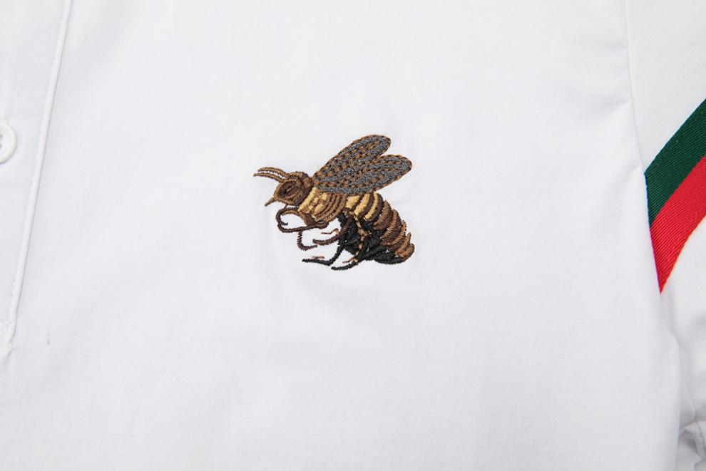 嘉烟酷奇潮流欧洲站男装丝光棉夏季短袖t恤男士翻领polo衫小蜜蜂刺绣