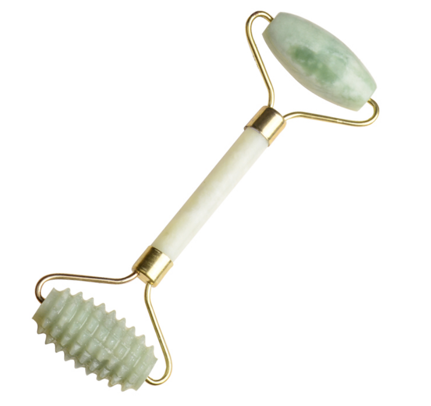 鹤彩按摩脸部滚珠美容器脸部面部眼部按摩棒美容玉滚轮推脸器双头玉石