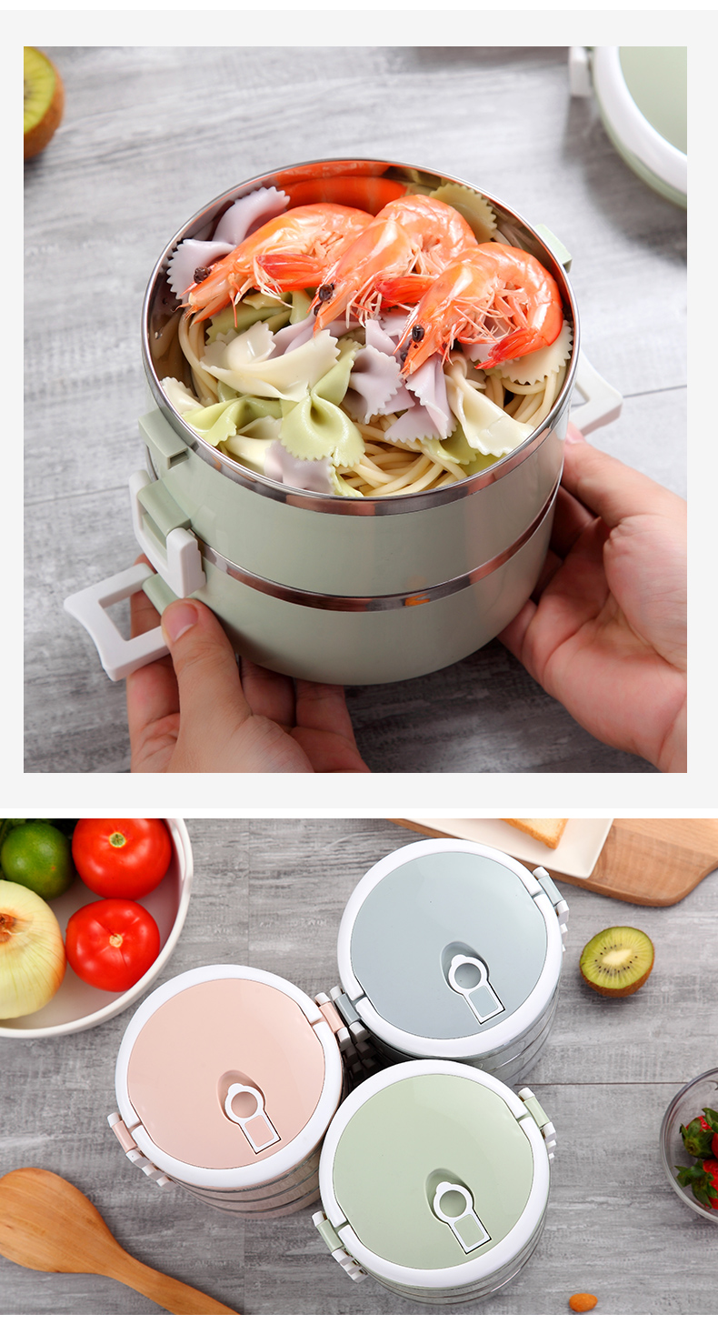 杏之淇不锈钢保温饭盒多层便当盒可组合学生便携夹层餐盒提锅蓝色4层