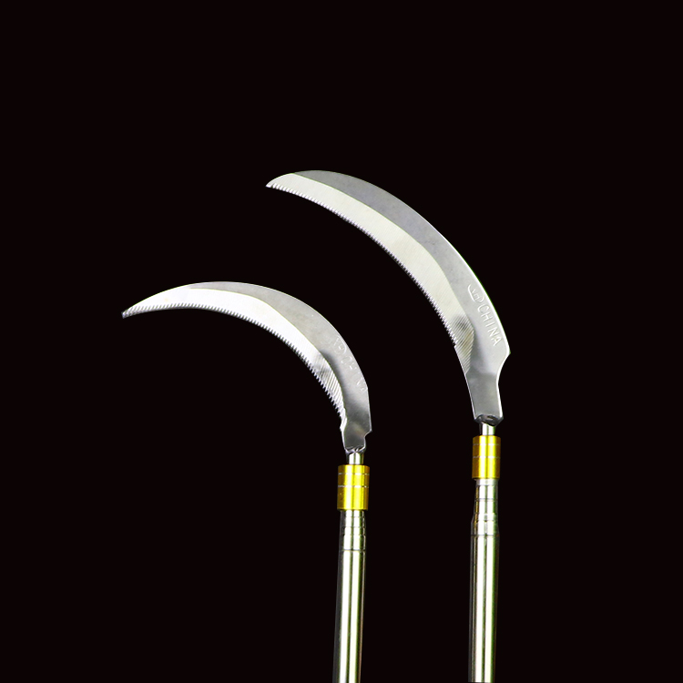 水草刀除草镰刀锯齿刀芦苇刀镰刀头渔具垂钓用品 不锈钢锯齿弯刀