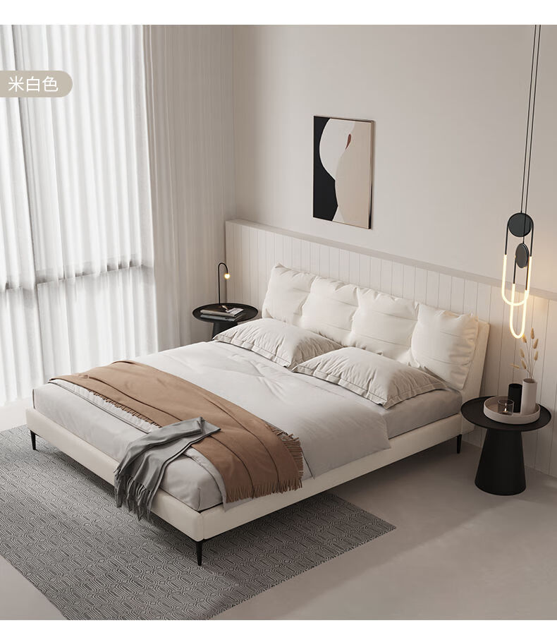 5m主卧奶油风网红双人床 【标准版】单床(不含床垫床头柜) 1500mm*