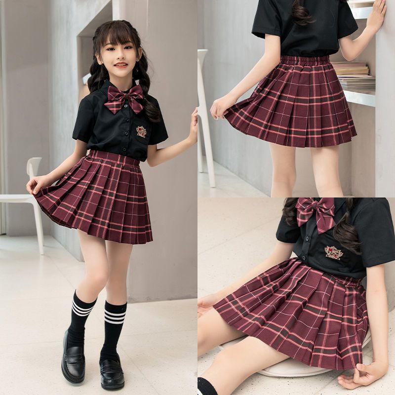 女童jk套装夏天短袖衬衫校服百褶裙两件套学院风812岁2022款中大童