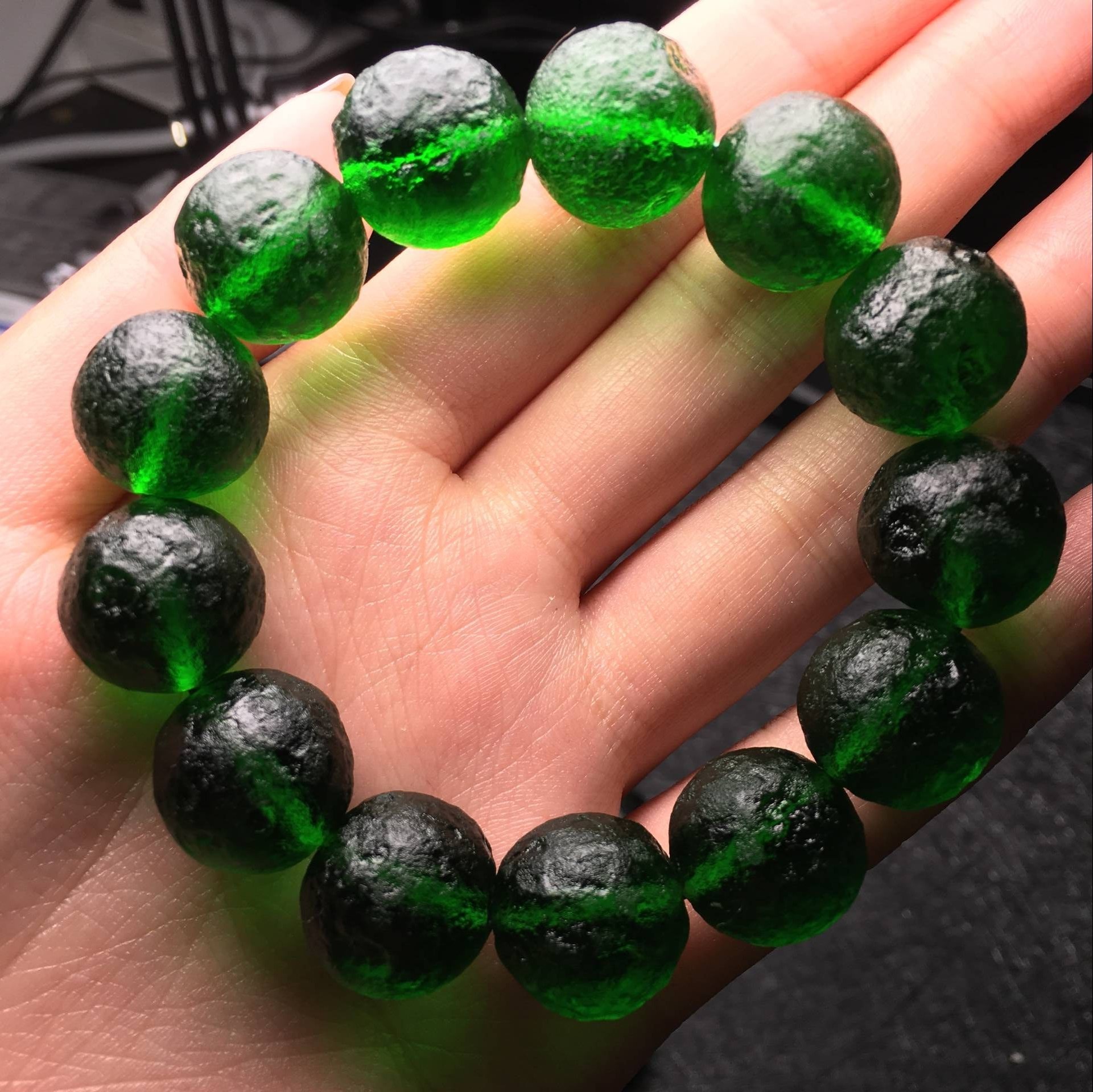 6015京选臻品】轻奢品牌 捷克陨石手链 陨石原石手串 宇宙玻璃