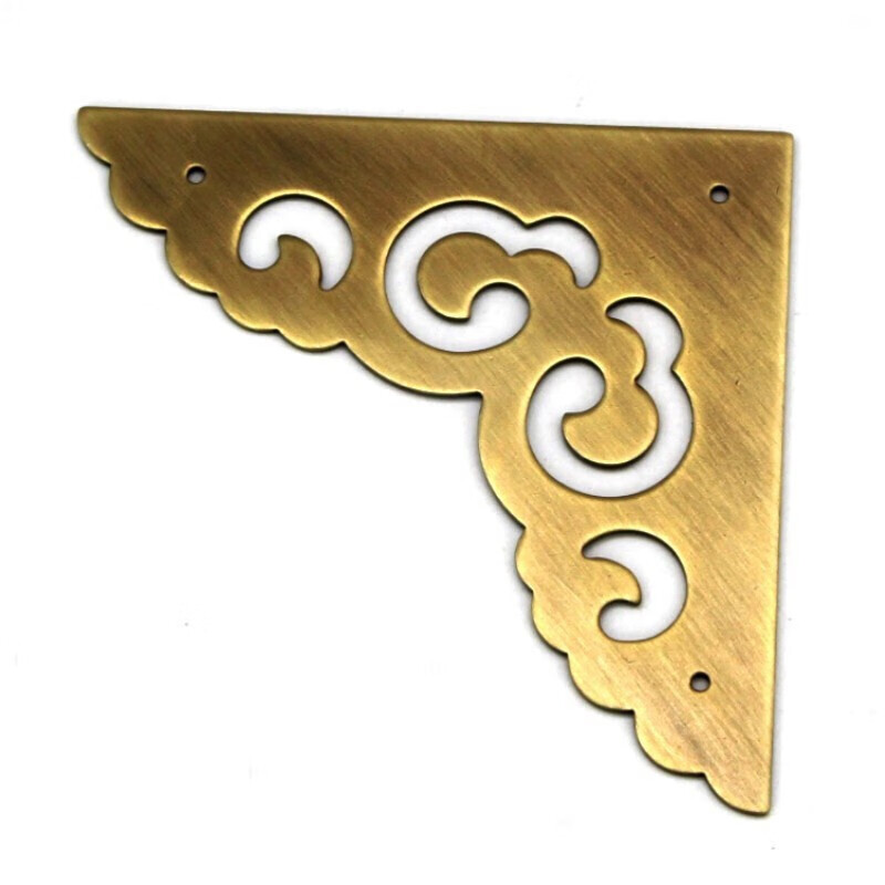 中式仿古柜门纯铜包角家具铜配件桌子铜护角樟木箱铜角花铜片08mm厚