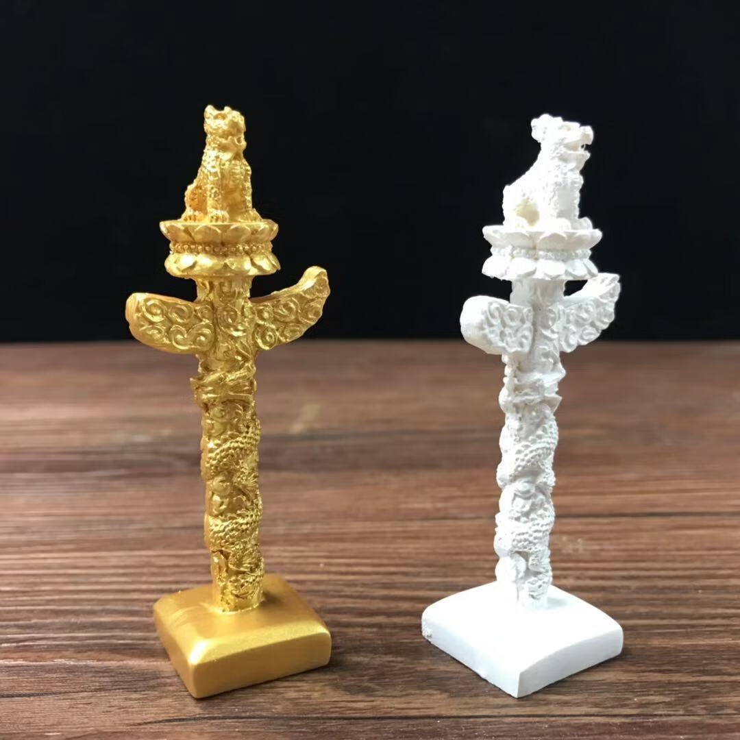 中华华表摆件流云龙柱办公室客厅装饰助学业旺官威事业顺利 大号白色