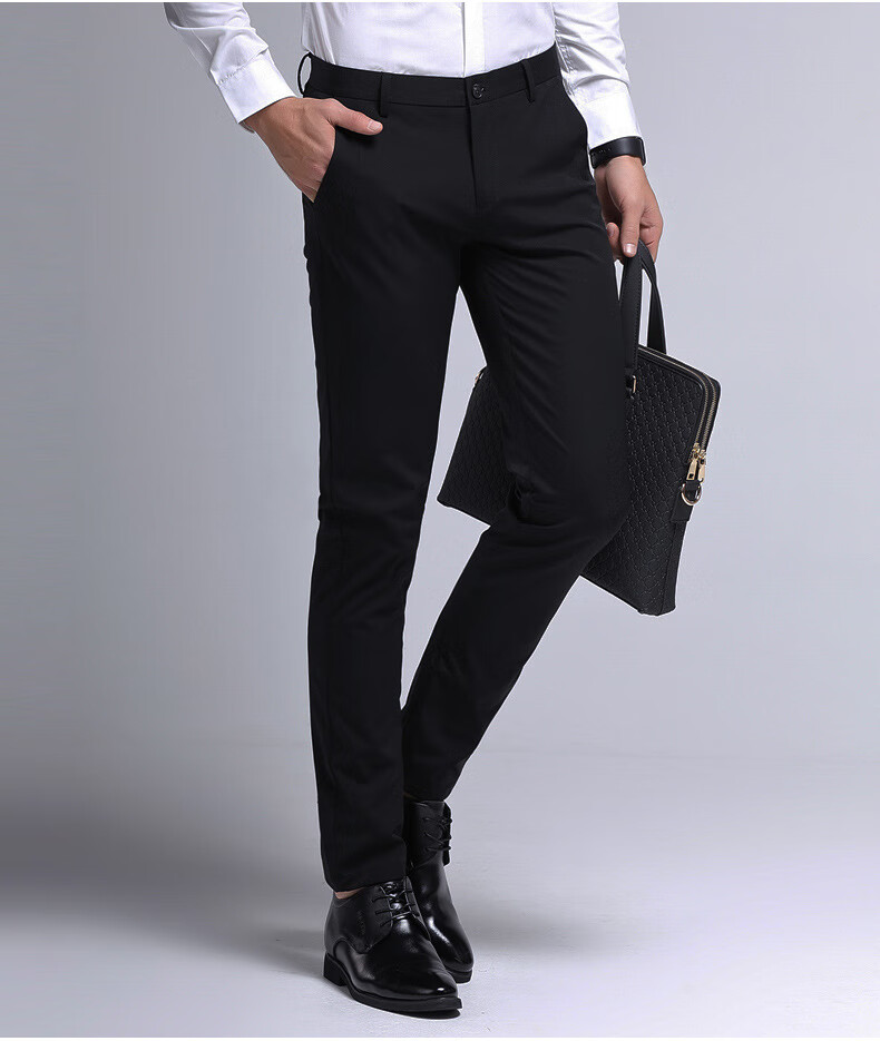 王族保罗高端男装冬季加绒商务休闲西裤男弹力修身保暖中年男裤 9811