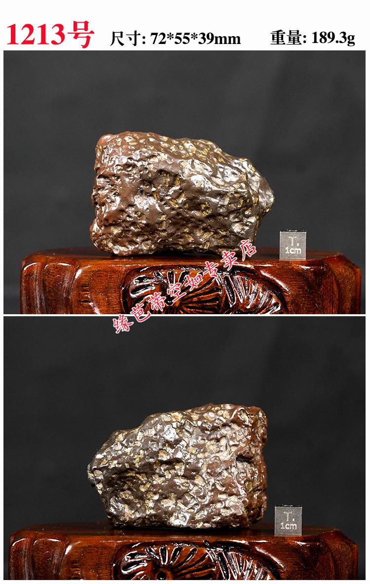 新疆甘沟龙鳞陨石原石手把件陨石原石摆件矿物标本雕刻收藏褐色t1223