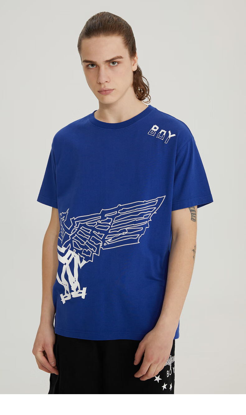 boylondon2020夏季跨幅大老鹰情侣装t恤b202nct05106 蓝色 xl