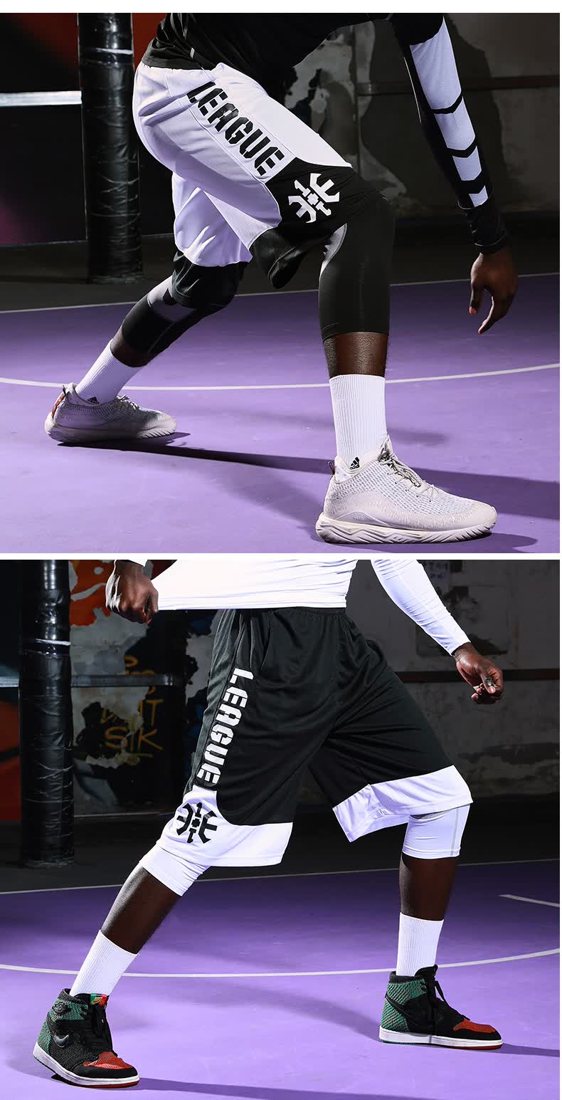并力 篮球短裤男路人王篮球裤街球潮速干训练裤宽松过膝五分裤嘻哈球