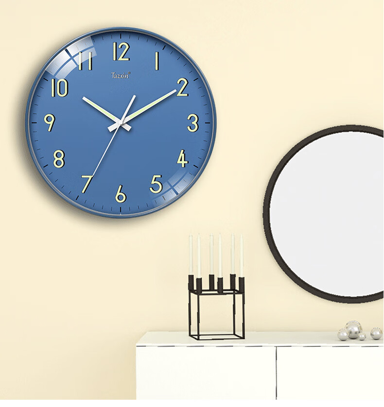 挂钟夜光挂钟表客厅石英钟时钟 静音夜光 12寸 30厘米【图片 价格