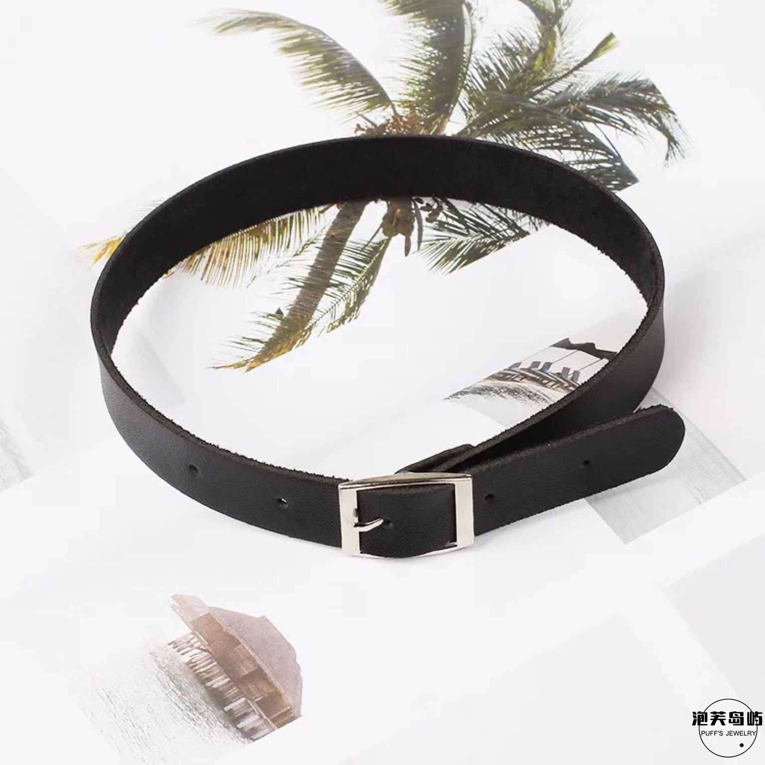 文豪野犬中原中也皮革choker皮带针扣可调节颈环项圈动漫双黑cos 黑色