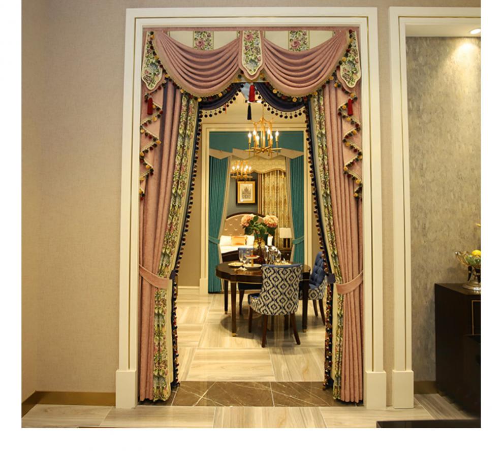 雪欧菲欧式公主窗帘客厅大气轻奢豪华美式超高别墅法式宫廷帘头一米布