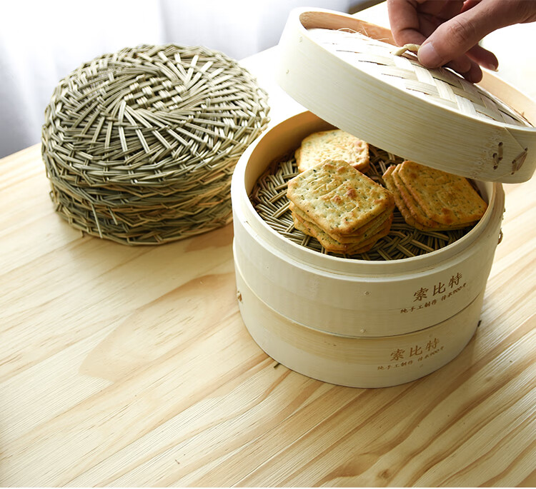 手工编织蒸笼草垫蒸笼垫家用竹蒸笼垫草草编竹蒸笼笼屉布垫纸垫 22cm