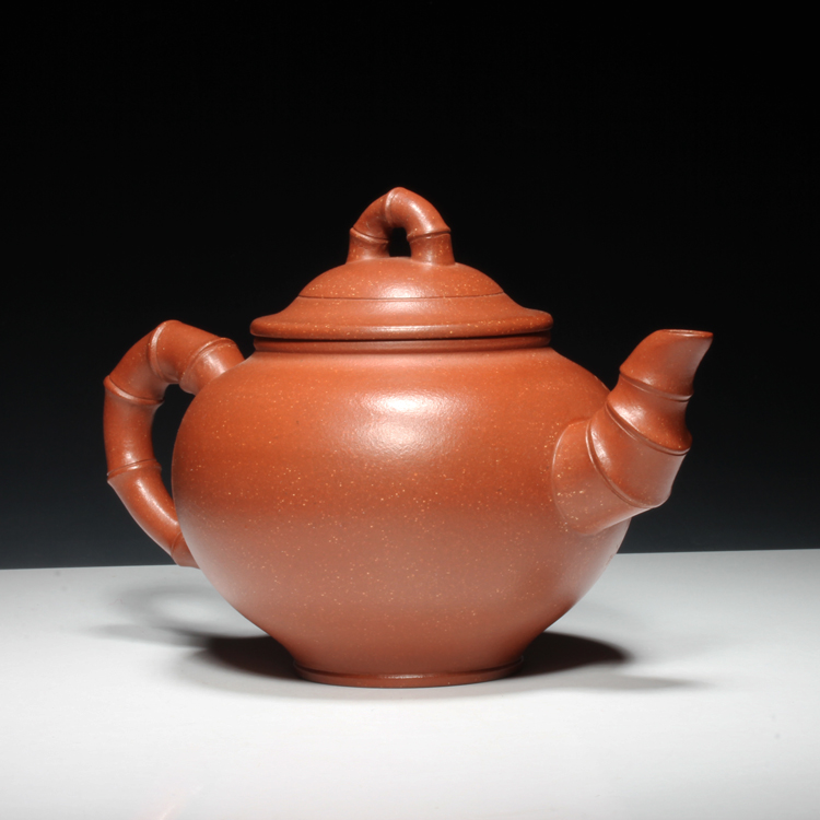 台湾回流宜兴紫砂茶壶老一厂降坡泥季益顺款全手工竹节壶300毫升