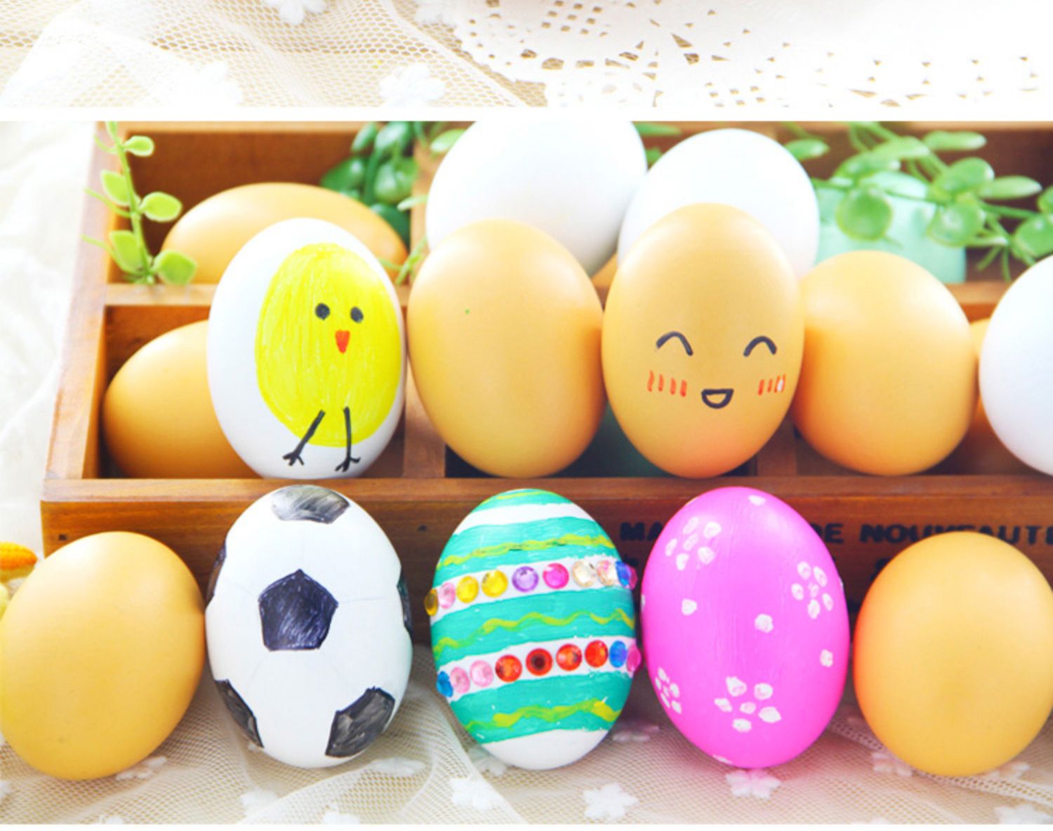 复活节彩蛋玩具蛋diy装饰幼儿园儿童手工制作材料包彩绘仿真鸡蛋 手绘