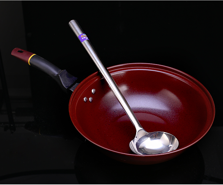 加厚不锈钢炒勺家用炒菜勺厨师长柄勺马勺大勺子汤勺厨具6两家用款