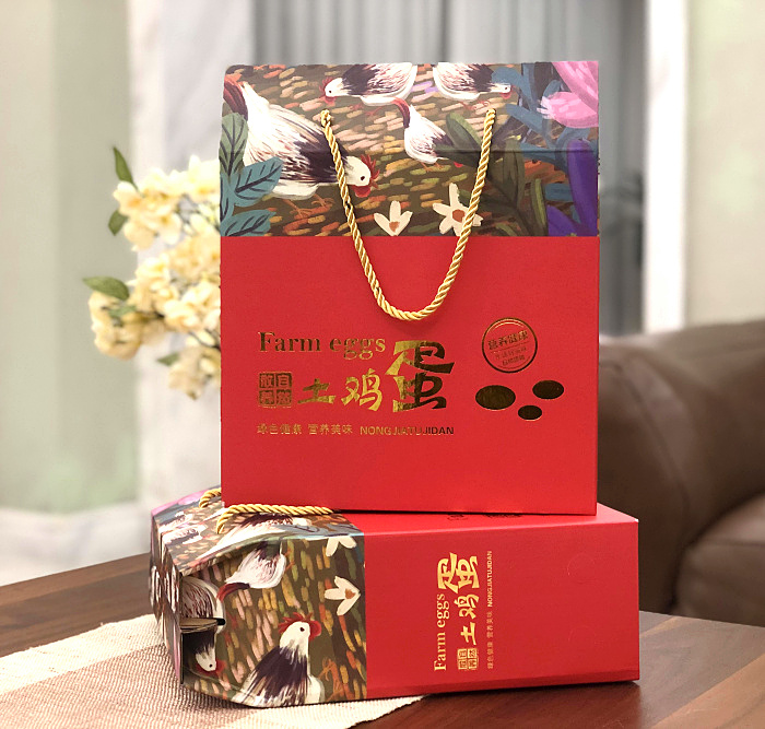 土鸡蛋包装盒礼品盒绿壳蛋山鸡蛋礼盒包装包装箱可定制加印红色土鸡蛋