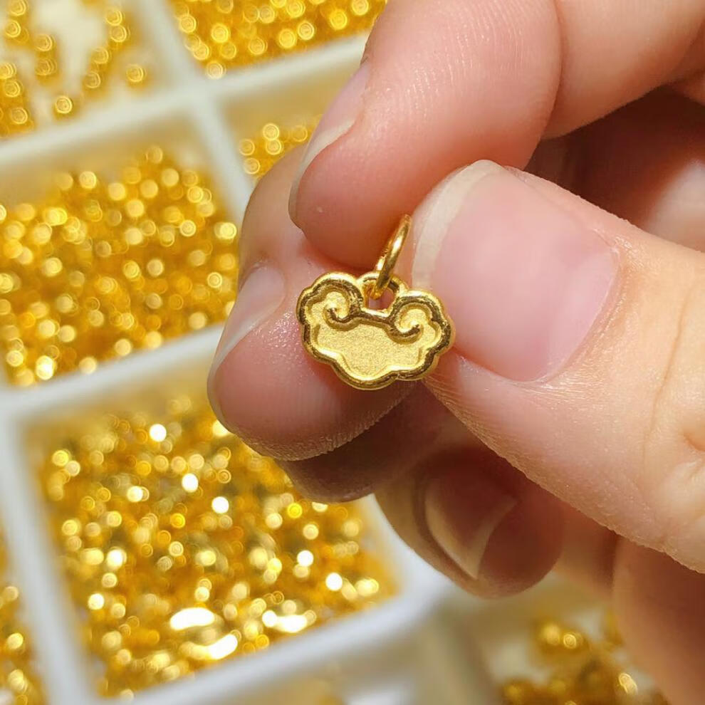 999硬黄金祥云锁片手链足金吊坠锁牌祥云如意金锁锁片吉祥如意圣诞