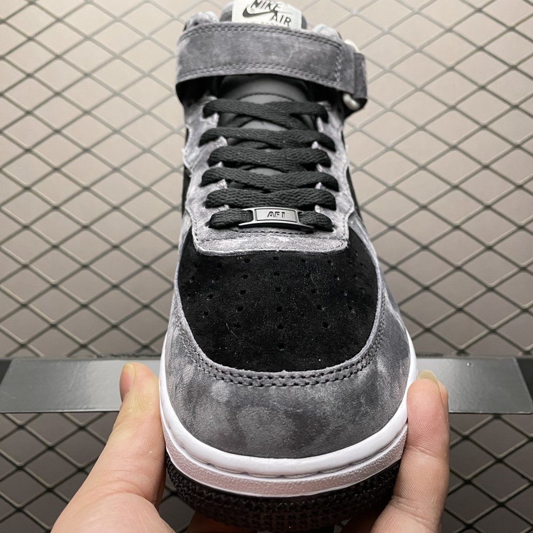 空军一号af1 mid 07 麂皮复古男女鞋缓震耐磨运动板鞋 暗黑灰 36