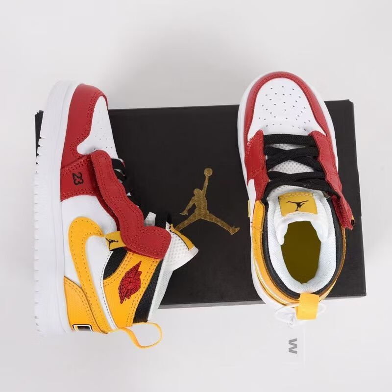 儿童运动鞋aj童鞋乔1男儿童板鞋魔术贴运动鞋高帮跑步鞋中小男女童