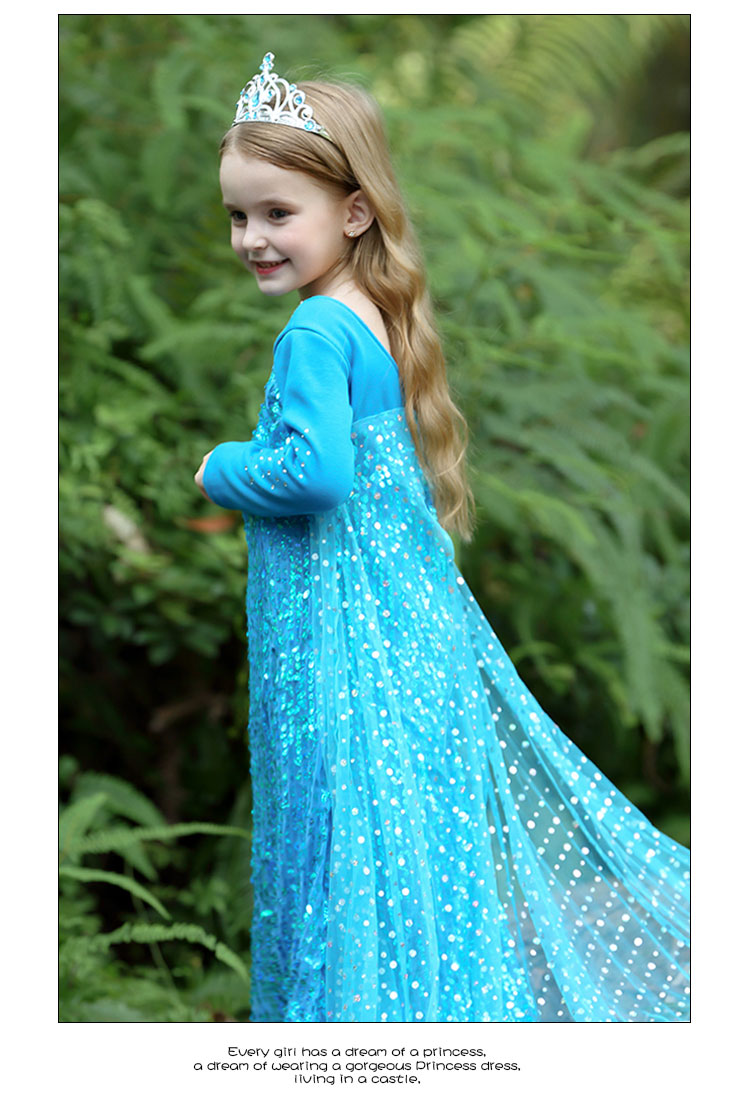 冰雪奇缘艾莎公主裙连衣裙春秋爱莎女elsa正版艾沙爱沙的秋季新款夏款