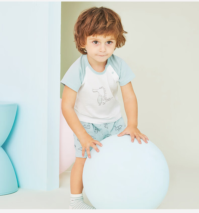 goodbaby好孩子童装儿童短袖套装 宝宝纯棉居家服 男童女童套装 粉红