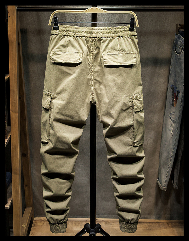 eaep轻奢侈品高端大牌夏季薄款多口袋工装裤男潮牌束脚裤子男韩版休闲