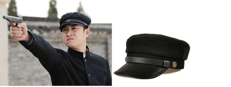 男学生帽中山装子 平顶复古子演出配饰士鸭舌子 民国装子 帽子黑色 m