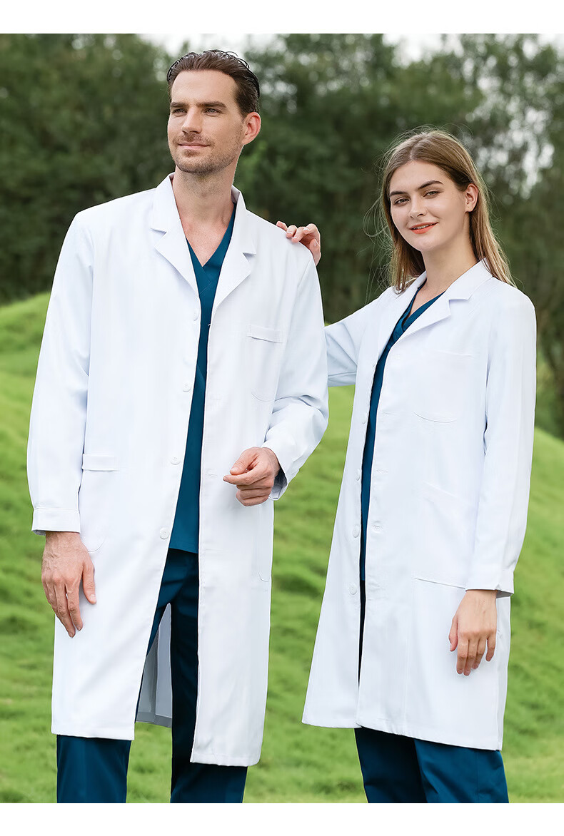 美容院工作服化学实验室白大褂长女秋冬短口腔美容院科研学校演出店