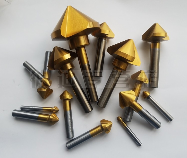 90度直柄倒角刀纳米涂层镀钛单三刃锪钻倒角器铣刀不锈钢倒角刀 三刃