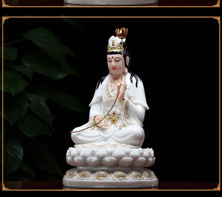 汉白玉西方三圣佛像 大势至菩萨坐像大精进菩萨像保平安家居摆件 12寸