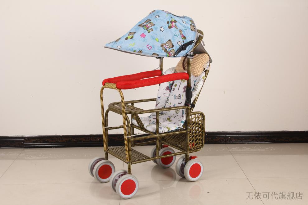 2022年新款外婆桥藤编婴儿推车婴儿推车宝宝仿藤编轻便藤椅加高可坐躺