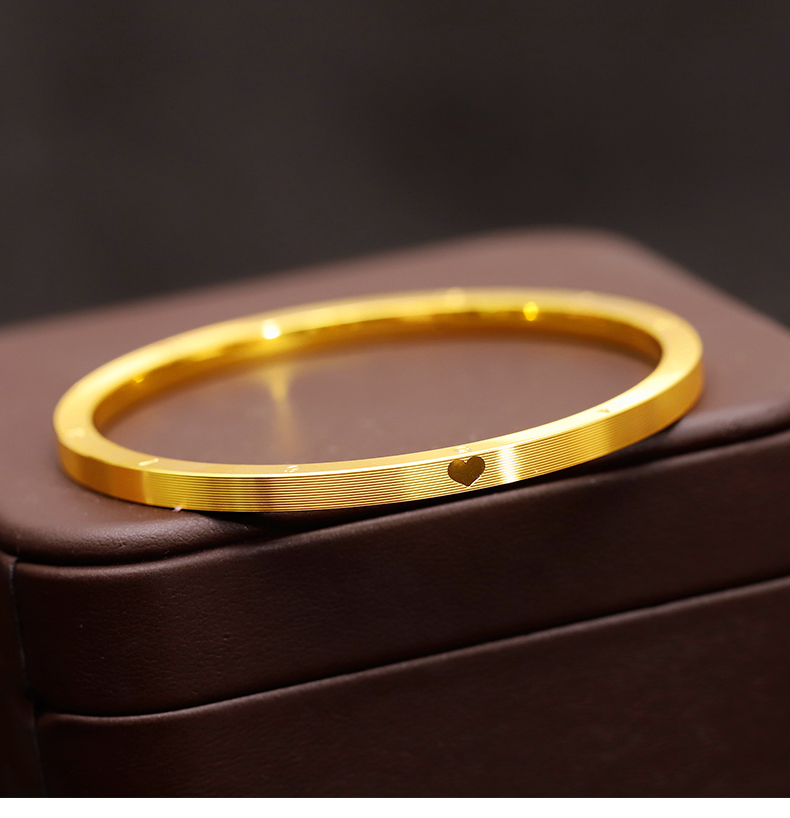 琼瑞阁黄金手镯女时尚足金999数字时钟金镯子简约手环黄金首饰送老婆