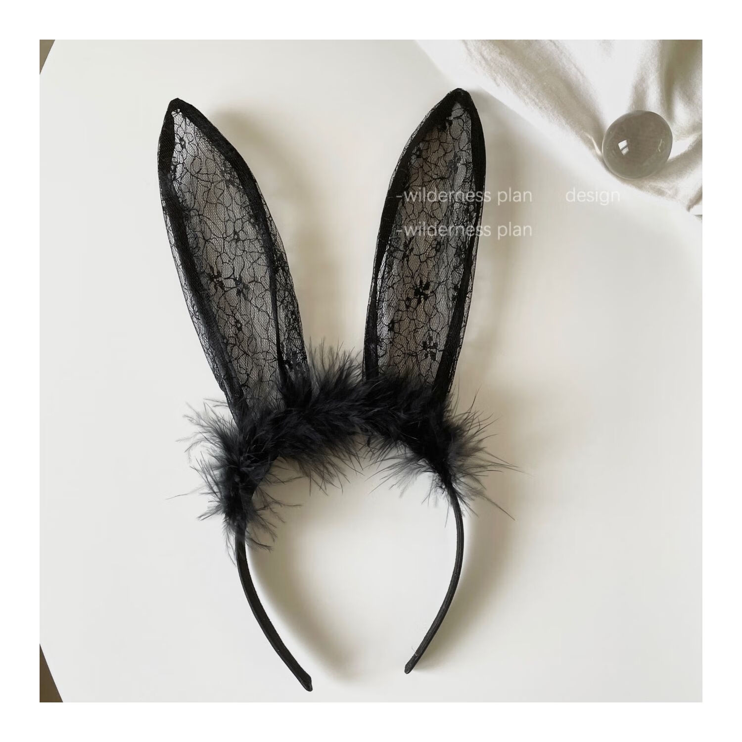 蕾丝兔耳朵发箍女发饰小兔子头箍cos兔女郎猫耳朵情趣饰品头饰黑色兔