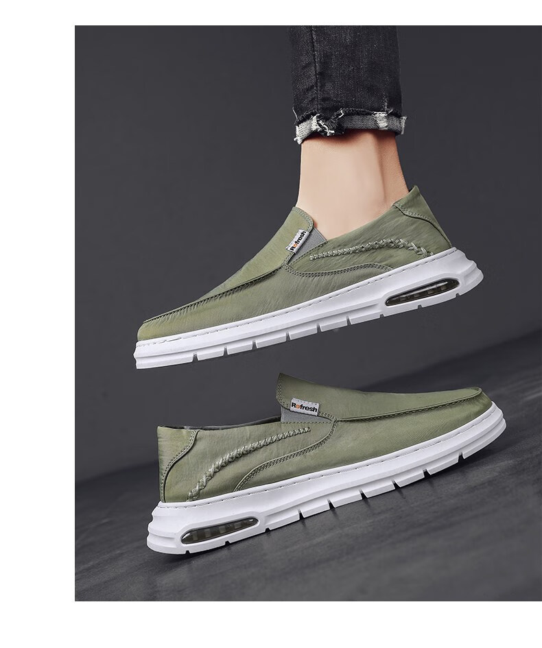 新百伦nb冰丝男鞋新款夏季透气帆布豆豆无鞋带不系带一脚蹬布鞋老乔