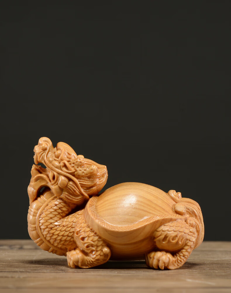 卡洛乐刺史太行崖柏木雕龙龟摆件实木质风水红木雕刻工艺品家居装饰