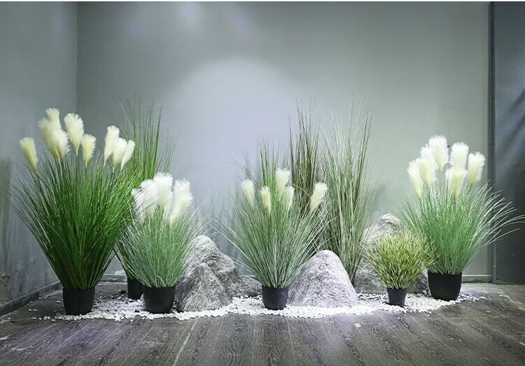 适用于仿真芦苇干花客厅高档摆件装饰假水草狗尾草落地橱窗摆设芦苇