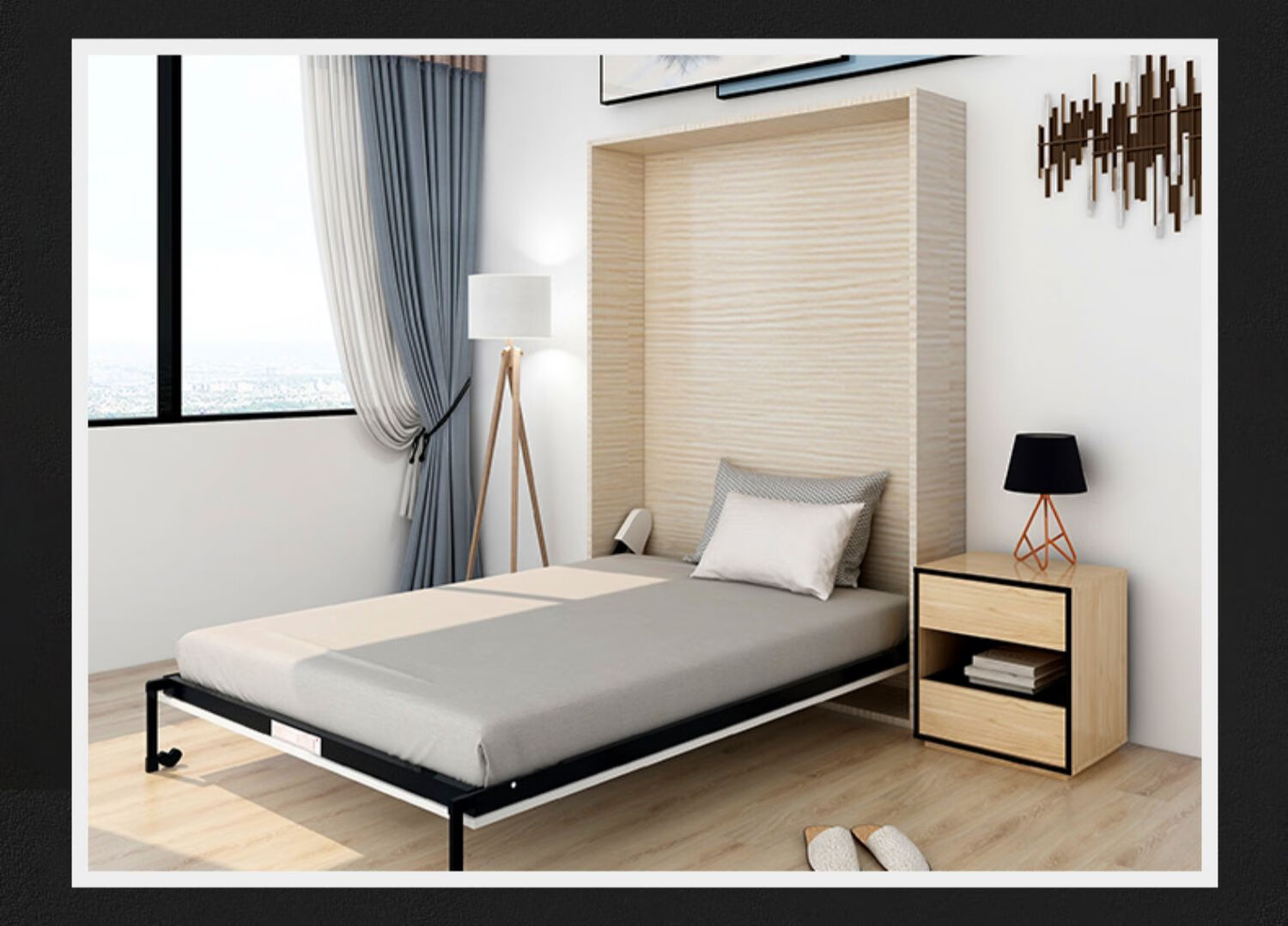 星海纳隐形床立墙式折叠床五金配件联动壁床定制正翻侧翻床板床自动