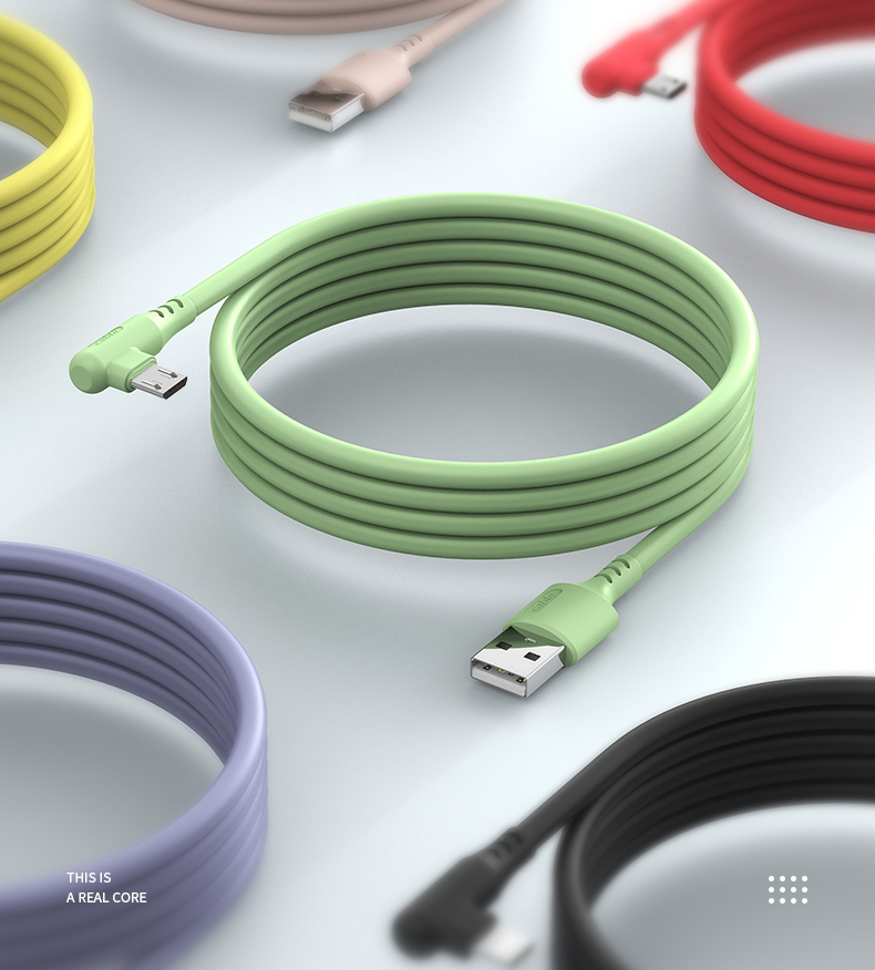 艾胜者弯头数据线安卓microusb游戏快充闪充手机充电器线适用华为vivo