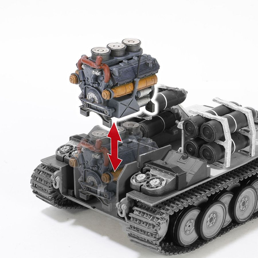 迷铭乐 1/32 二战德国突击虎式坦克炮车带内构合金成品金属履带儿童