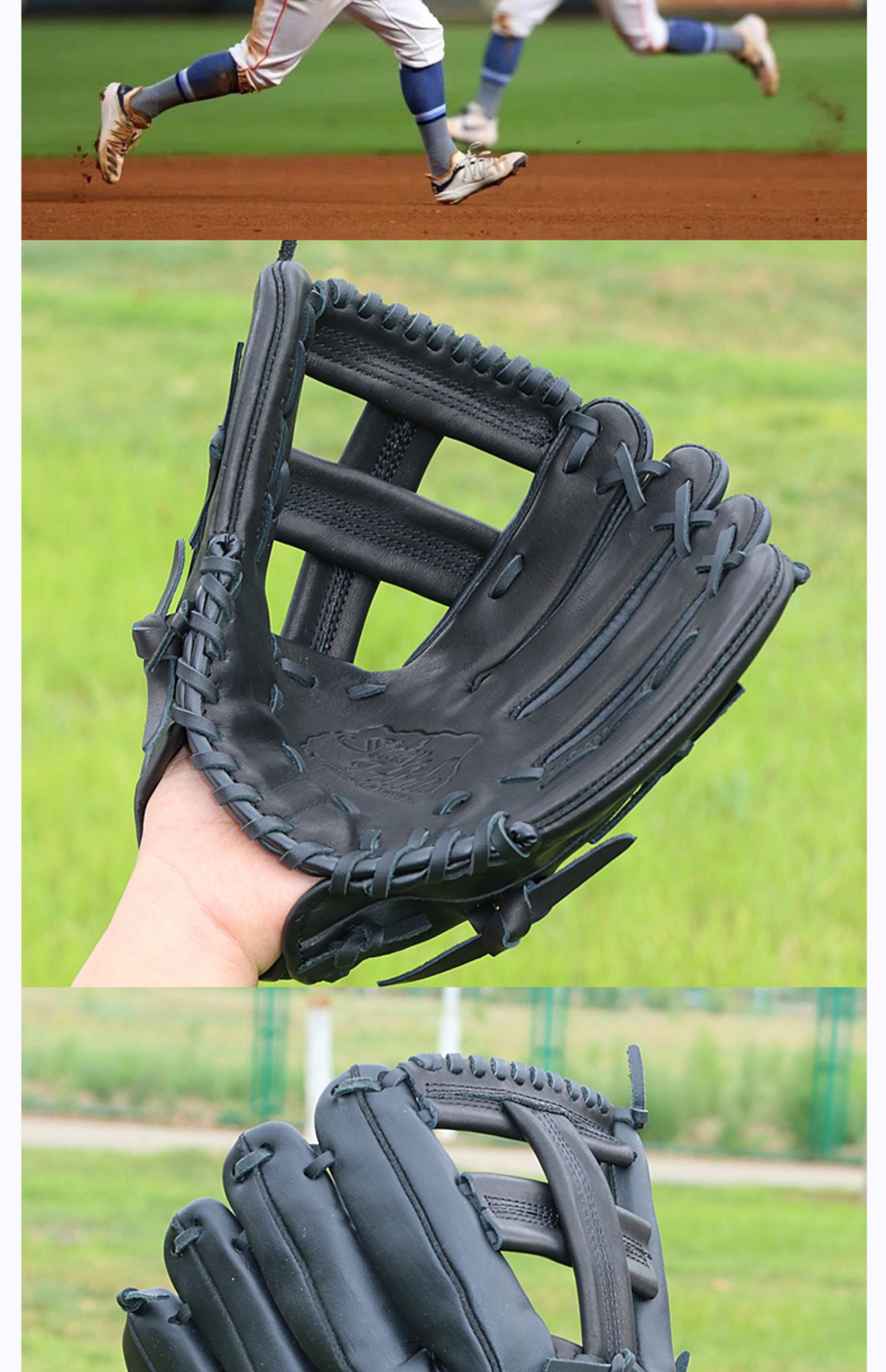 真牛皮棒球手套投手一垒球捕手手套比赛级青少年用棒球 t网12.