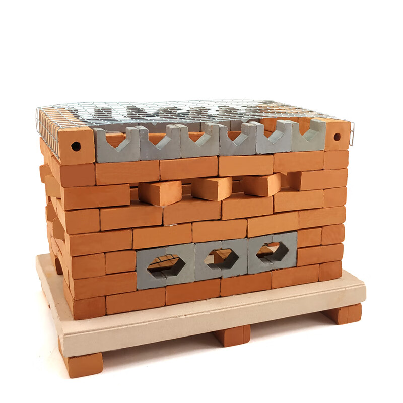 diy手工建筑模型小火炉 小小食界厨房灶台红砖块拼装玩具 蒸笼套装