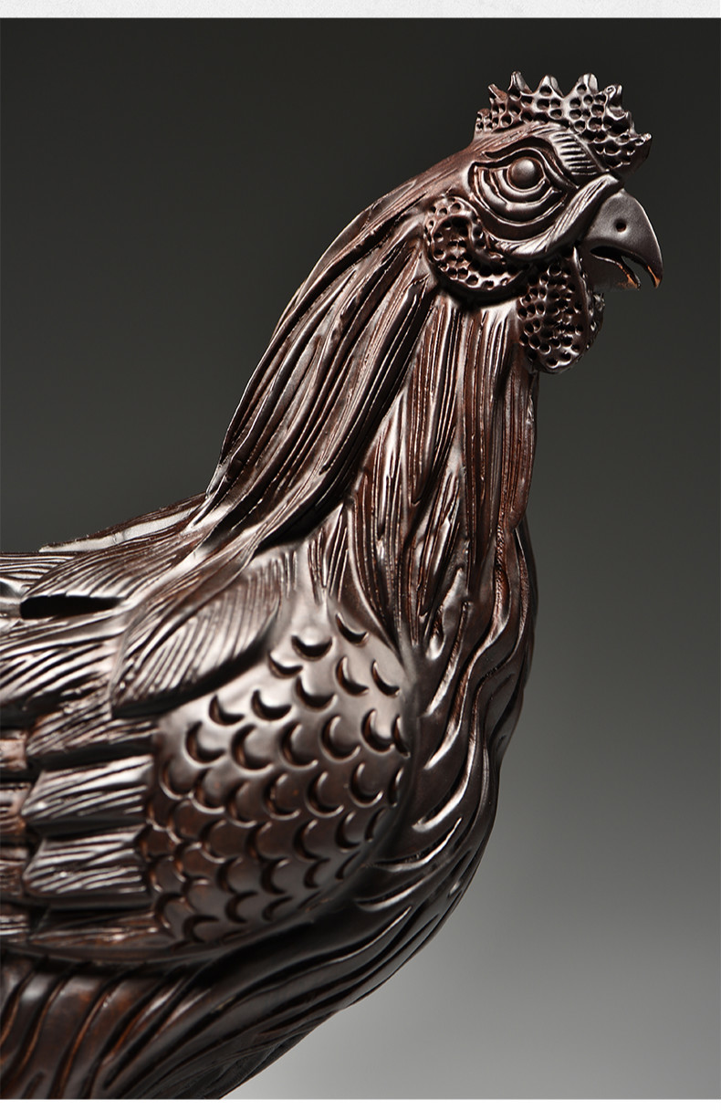 枳记家木雕鸡摆件实木雕刻母鸡十二生肖鸡摆设家居装饰品红木工艺品