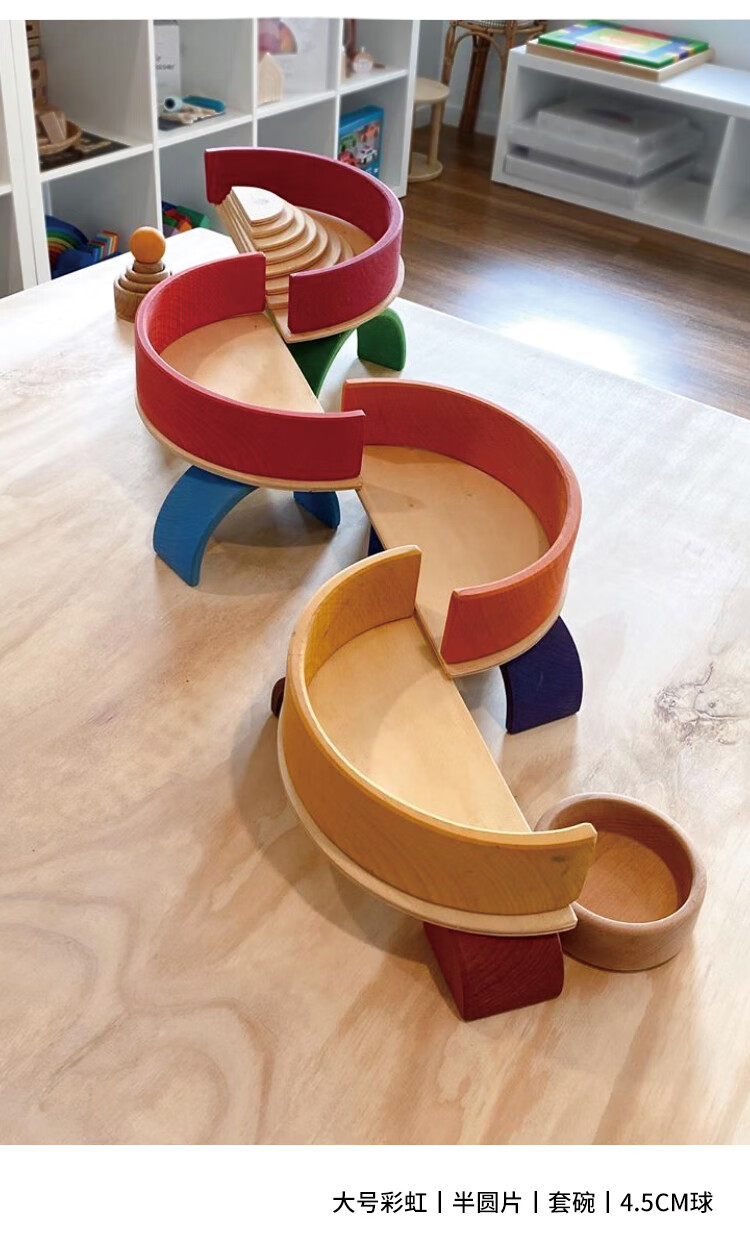 格林姆彩虹积木德国grimms格林姆彩虹套件12件拱形搭建积木四元素大号
