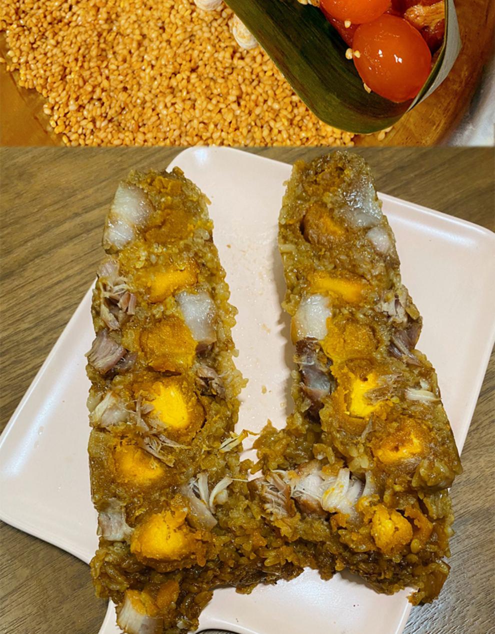 嘉兴粽子早餐网红手工新鲜七龙珠咸蛋黄五花肉粽散装长条枕形大粽现做