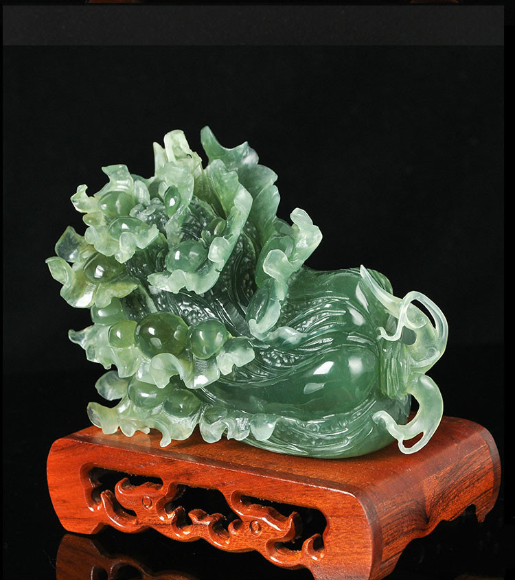 贝简诺 轻奢高端天然玉石玉白菜玉如意摆件客厅玄关电视柜酒柜办公室