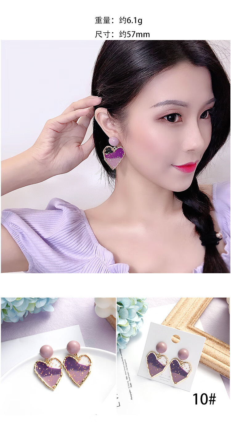 京粉新款耳环潮紫色系简约小清新耳钉女韩国气质网红花朵定情信物情人