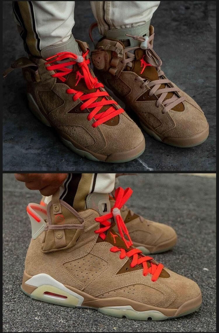 纯原aj6 x travisscott ts联名鬼脸口袋卡其棕男女鞋篮球鞋dh0690-200