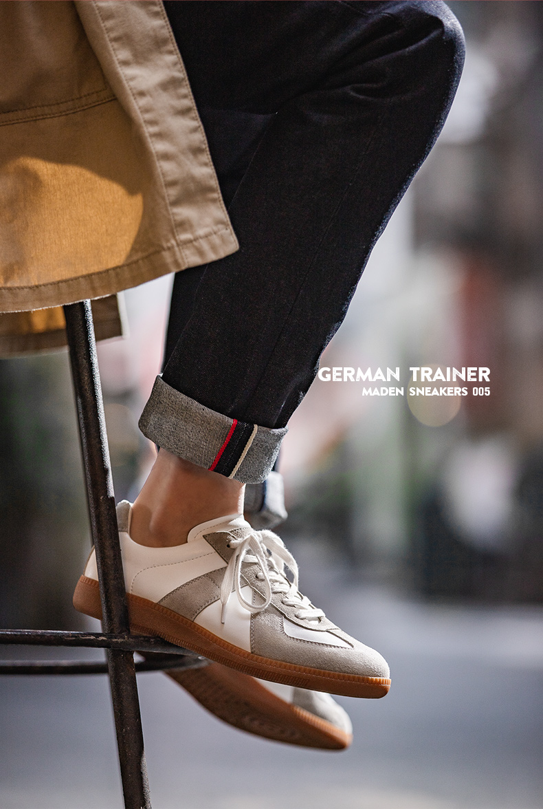 马登(maden)新款潮流休闲鞋男德军运动训练男鞋复古德训板鞋男 黑色