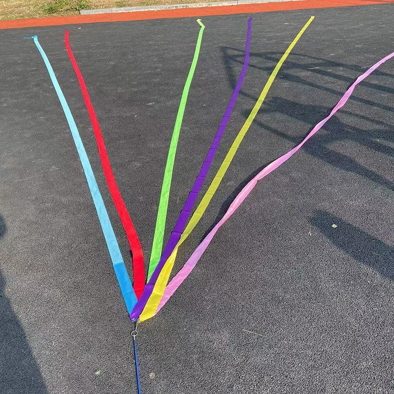 微惠华彩带中老年健身舞蹈艺术体操广场舞彩带飘带彩绸配加粗伸缩杆3